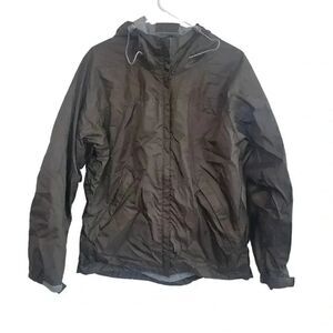 TRBN Women's Dark Moss Green Nylon Hooded Performance Windbreaker Rain Jacket